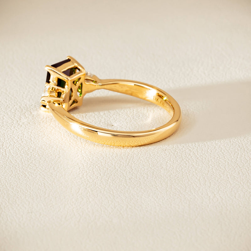 18ct Yellow Gold 1.43ct Green Tourmaline & Diamond Ayla Ring - Ring - Walker & Hall