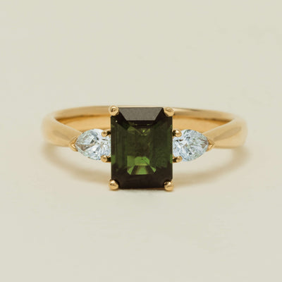 18ct Yellow Gold 1.43ct Green Tourmaline & Diamond Ayla Ring - Ring - Walker & Hall