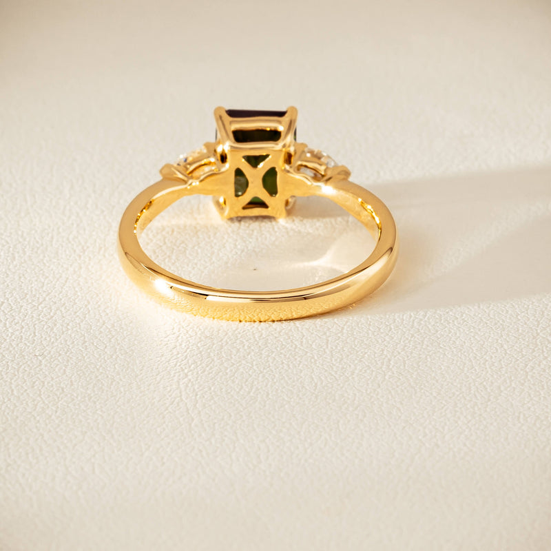18ct Yellow Gold 1.43ct Green Tourmaline & Diamond Ayla Ring - Ring - Walker & Hall