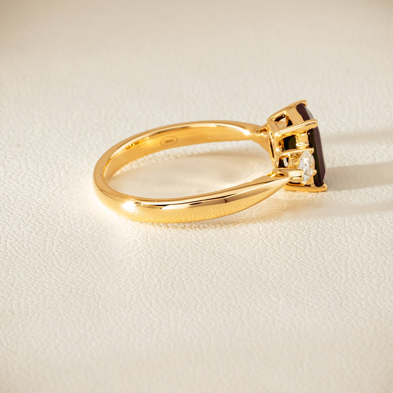 18ct Yellow Gold 1.43ct Green Tourmaline & Diamond Ayla Ring - Ring - Walker & Hall