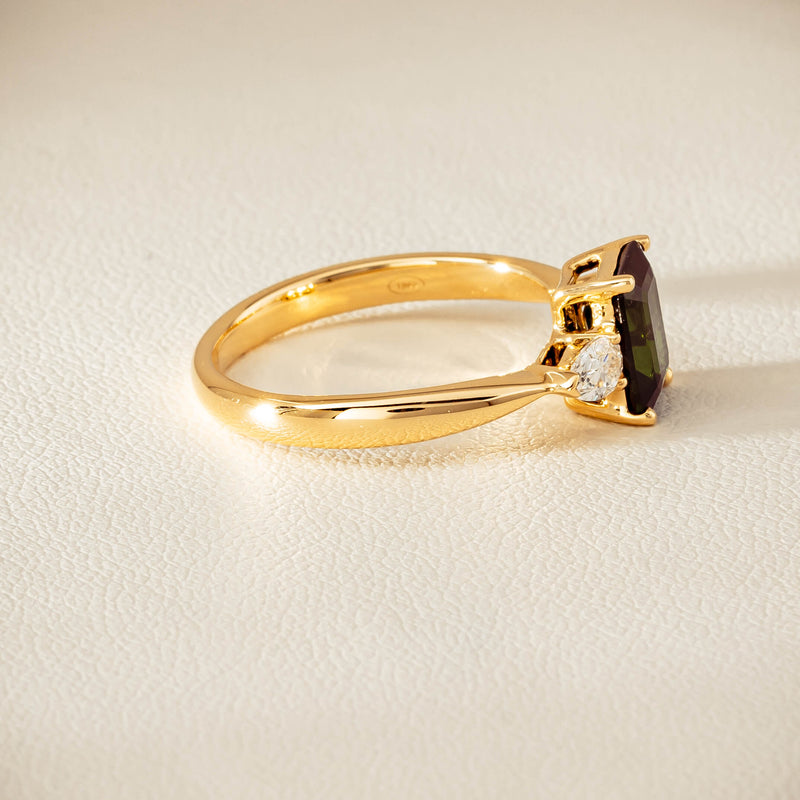 18ct Yellow Gold 1.43ct Green Tourmaline & Diamond Ayla Ring - Ring - Walker & Hall