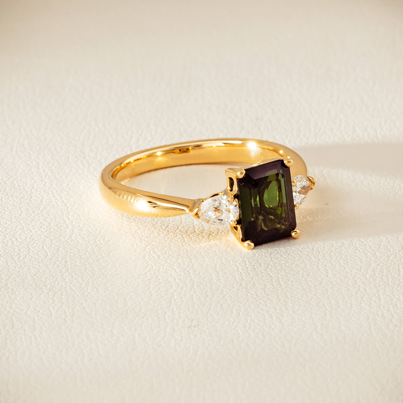 18ct Yellow Gold 1.43ct Green Tourmaline & Diamond Ayla Ring - Ring - Walker & Hall