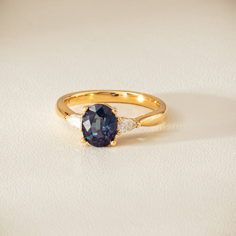 18ct Yellow Gold 1.72ct Teal Sapphire & Diamond Ayla Ring - Ring - Walker & Hall