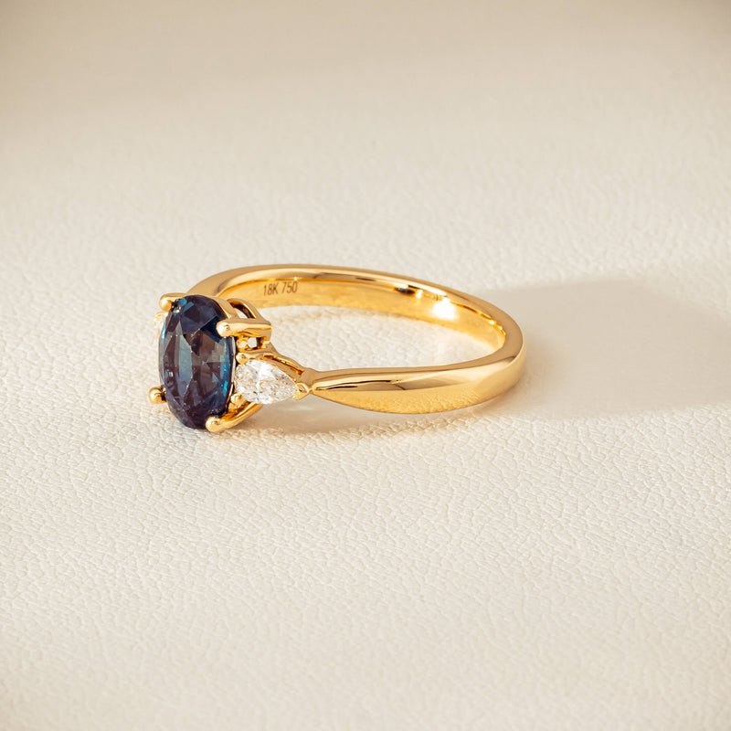18ct Yellow Gold 1.72ct Teal Sapphire & Diamond Ayla Ring - Ring - Walker & Hall