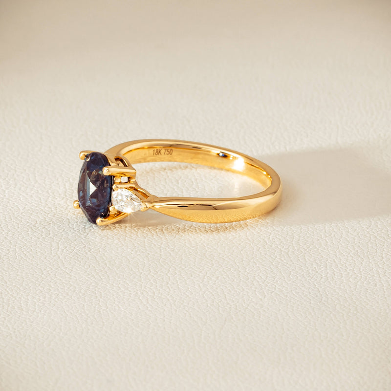 18ct Yellow Gold 1.72ct Teal Sapphire & Diamond Ayla Ring - Ring - Walker & Hall