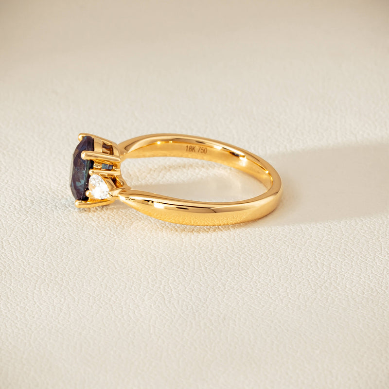 18ct Yellow Gold 1.72ct Teal Sapphire & Diamond Ayla Ring - Ring - Walker & Hall