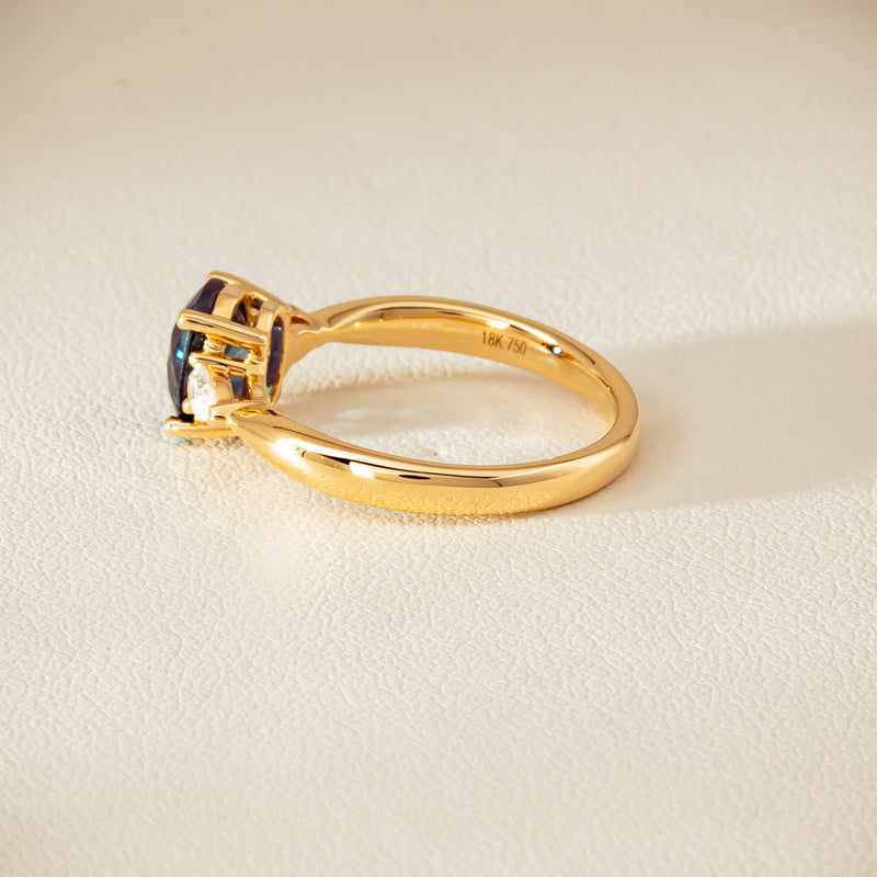 18ct Yellow Gold 1.72ct Teal Sapphire & Diamond Ayla Ring - Ring - Walker & Hall