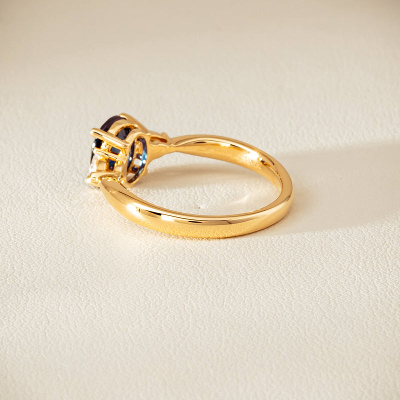 18ct Yellow Gold 1.72ct Teal Sapphire & Diamond Ayla Ring - Ring - Walker & Hall