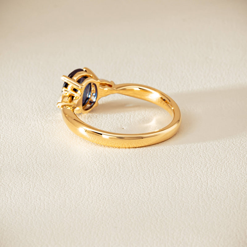18ct Yellow Gold 1.72ct Teal Sapphire & Diamond Ayla Ring - Ring - Walker & Hall
