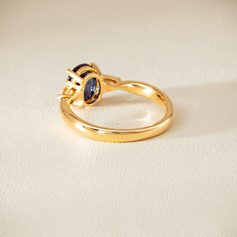 18ct Yellow Gold 1.72ct Teal Sapphire & Diamond Ayla Ring - Ring - Walker & Hall