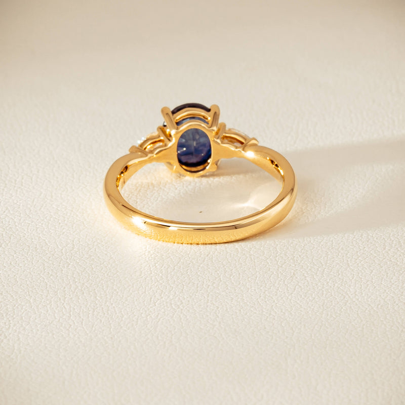 18ct Yellow Gold 1.72ct Teal Sapphire & Diamond Ayla Ring - Ring - Walker & Hall