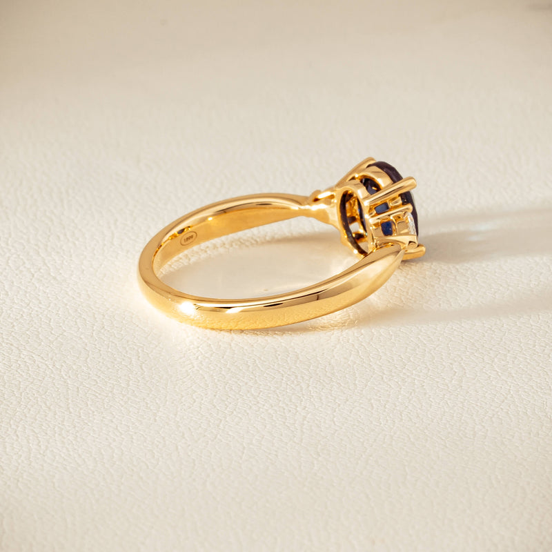 18ct Yellow Gold 1.72ct Teal Sapphire & Diamond Ayla Ring - Ring - Walker & Hall