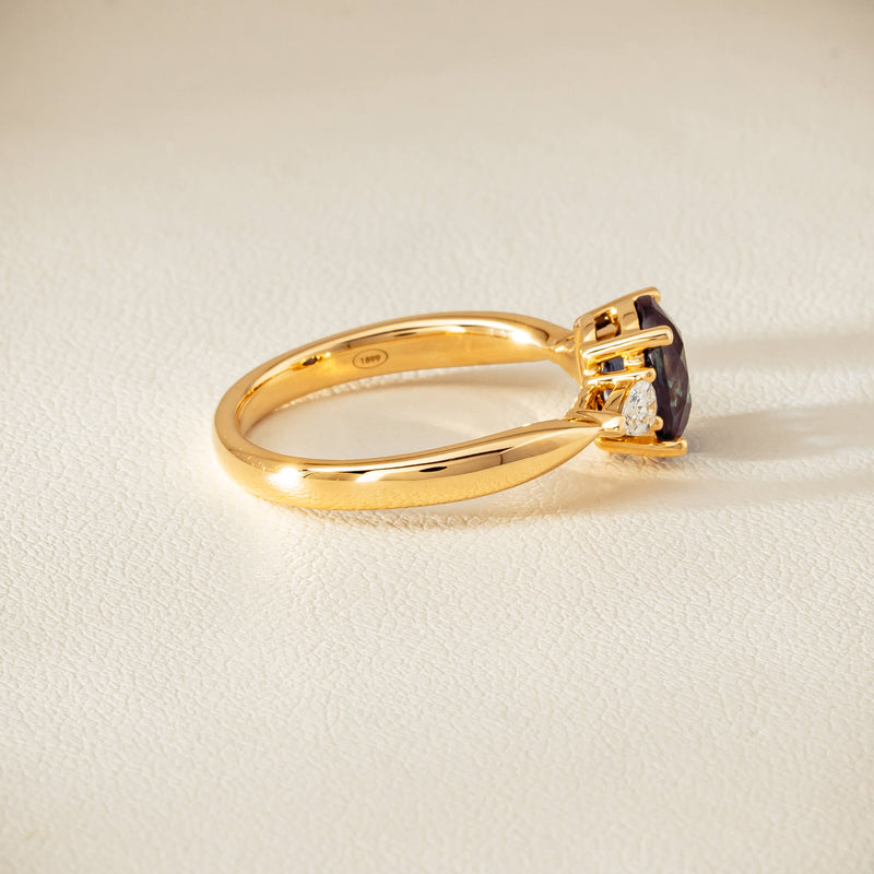 18ct Yellow Gold 1.72ct Teal Sapphire & Diamond Ayla Ring - Ring - Walker & Hall