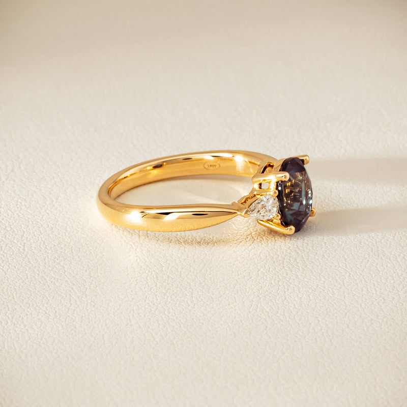 18ct Yellow Gold 1.72ct Teal Sapphire & Diamond Ayla Ring - Ring - Walker & Hall