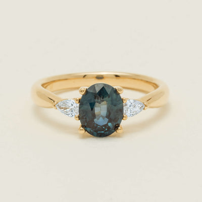 18ct Yellow Gold 1.72ct Teal Sapphire & Diamond Ayla Ring - Ring - Walker & Hall