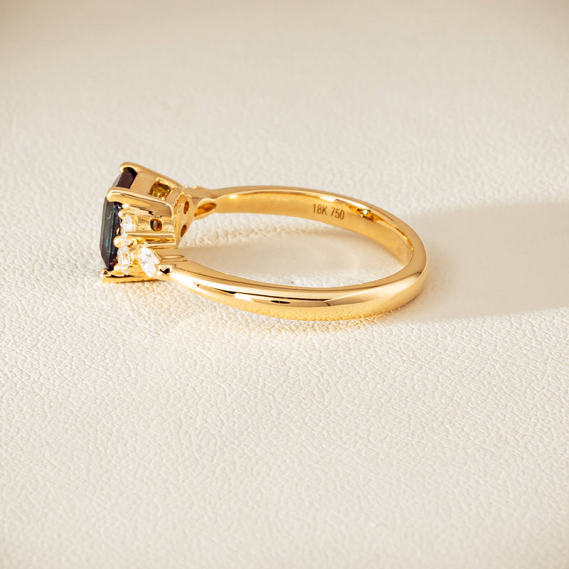 18ct Yellow Gold 1.52ct Teal Sapphire & Diamond Oriana Ring - Ring - Walker & Hall