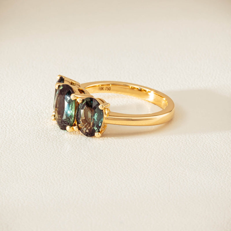 18ct Yellow Gold 4.47ct Green Sapphire Odyssey Ring - Ring - Walker & Hall