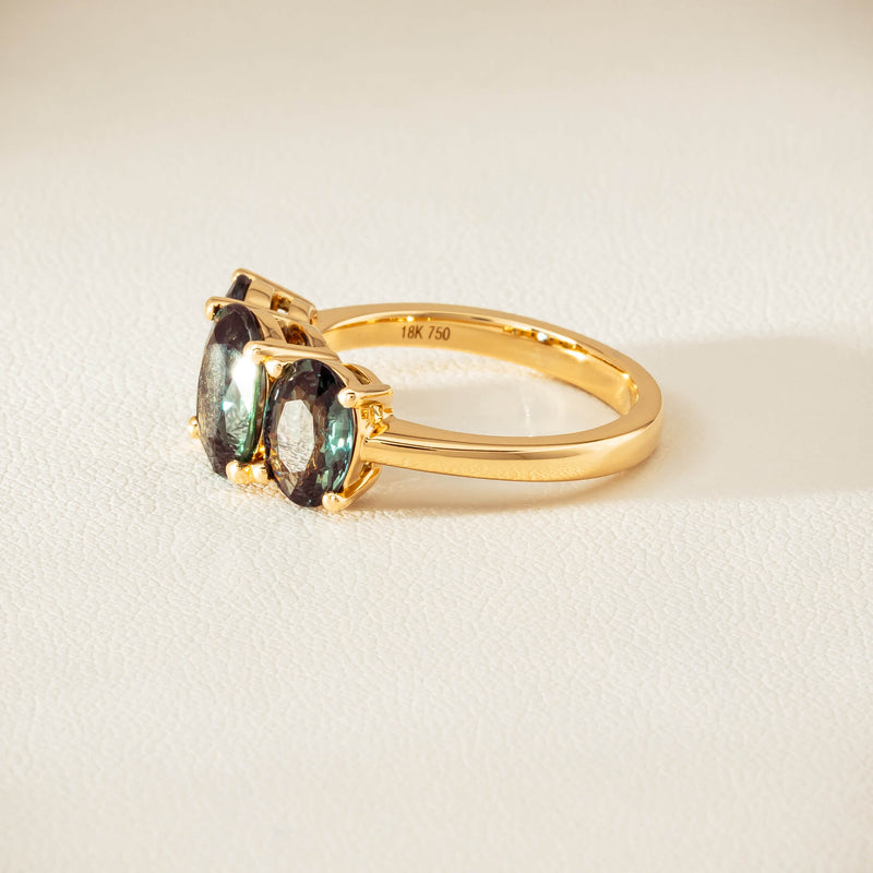 18ct Yellow Gold 4.47ct Green Sapphire Odyssey Ring - Ring - Walker & Hall