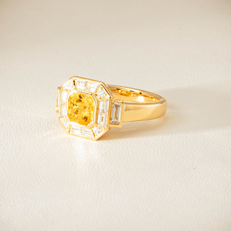 18ct Yellow Gold 2.07ct Yellow Sapphire & Diamond Magritte Ring - Ring - Walker & Hall