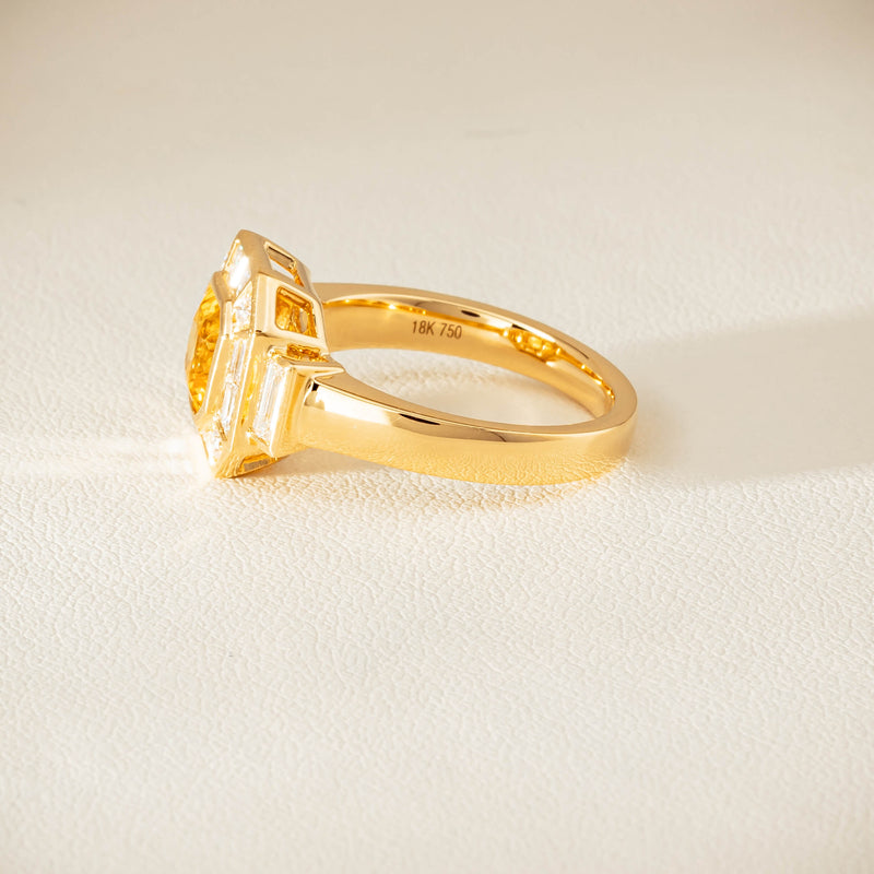 18ct Yellow Gold 2.07ct Yellow Sapphire & Diamond Magritte Ring - Ring - Walker & Hall