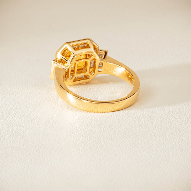 18ct Yellow Gold 2.07ct Yellow Sapphire & Diamond Magritte Ring - Ring - Walker & Hall