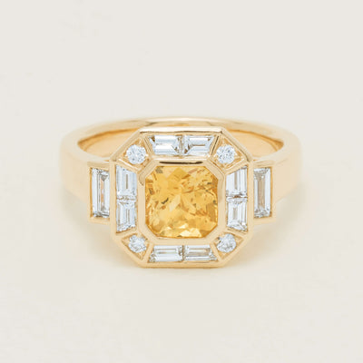 18ct Yellow Gold 2.07ct Yellow Sapphire & Diamond Magritte Ring - Ring - Walker & Hall