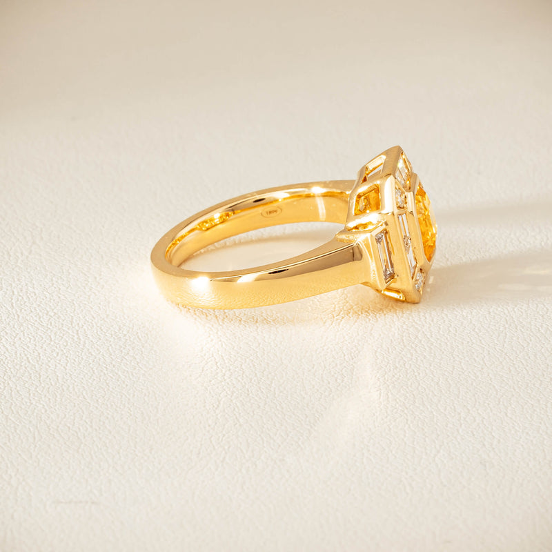 18ct Yellow Gold 2.07ct Yellow Sapphire & Diamond Magritte Ring - Ring - Walker & Hall