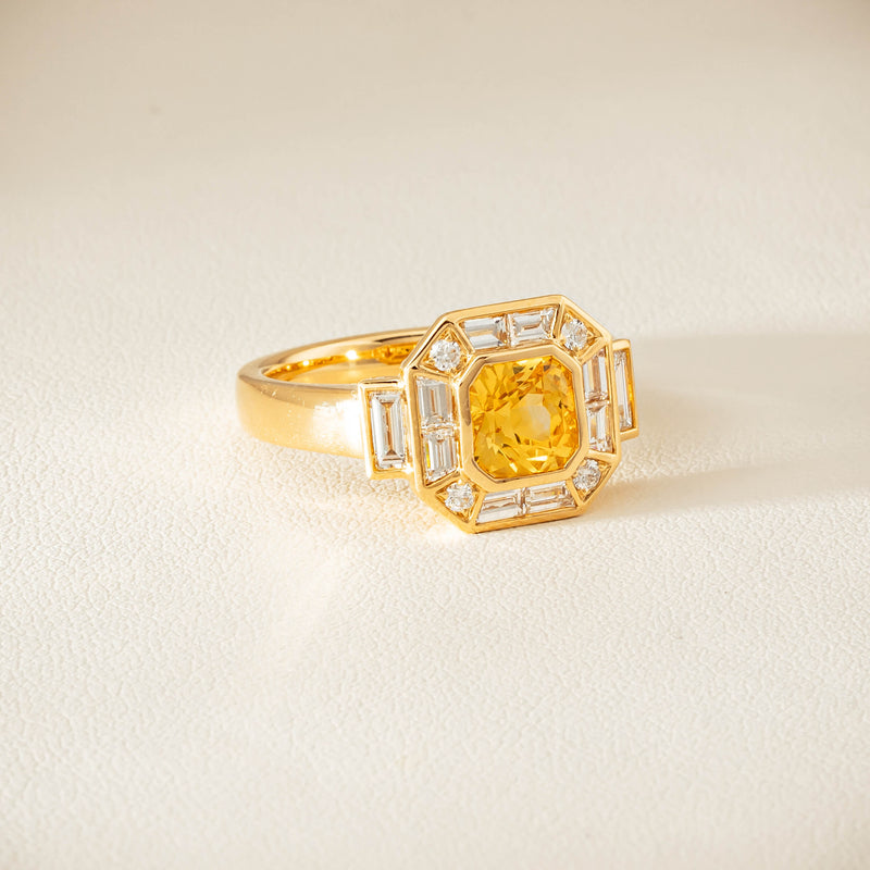 18ct Yellow Gold 2.07ct Yellow Sapphire & Diamond Magritte Ring - Ring - Walker & Hall