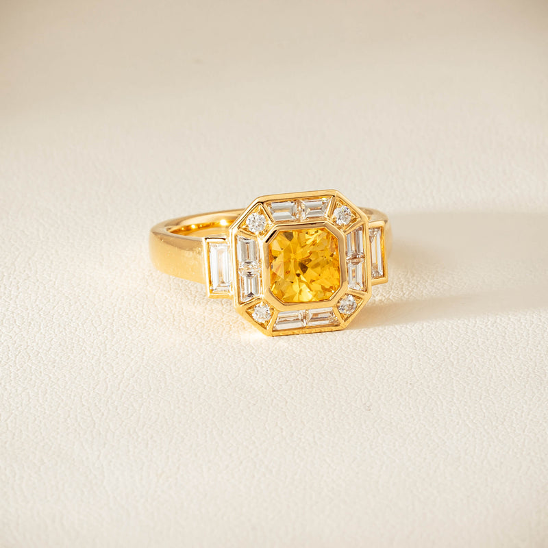 18ct Yellow Gold 2.07ct Yellow Sapphire & Diamond Magritte Ring - Ring - Walker & Hall