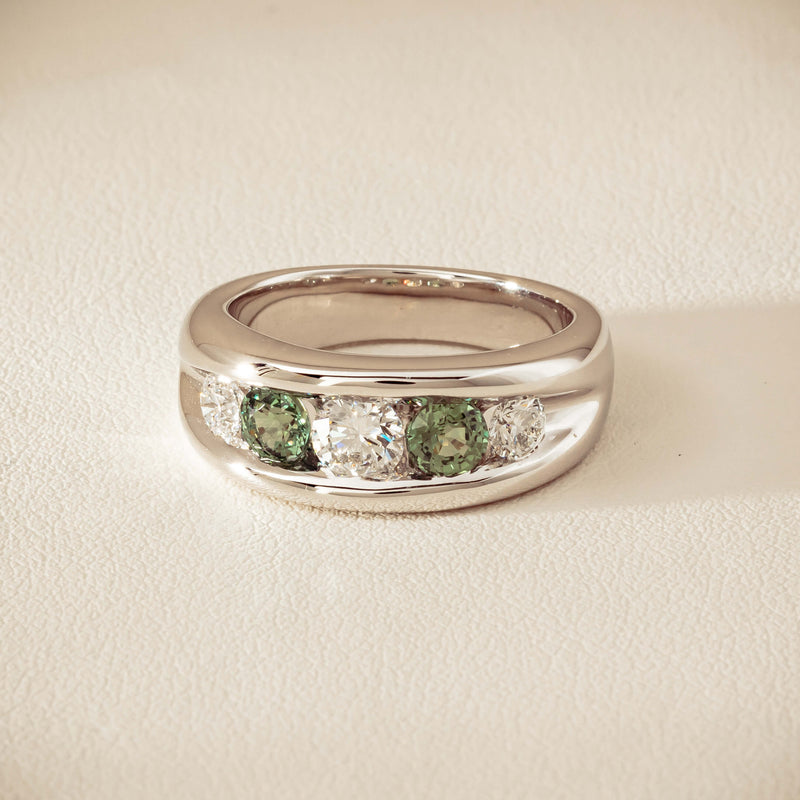Platinum Green Sapphire & Diamond Eugenie Ring - Ring - Walker & Hall