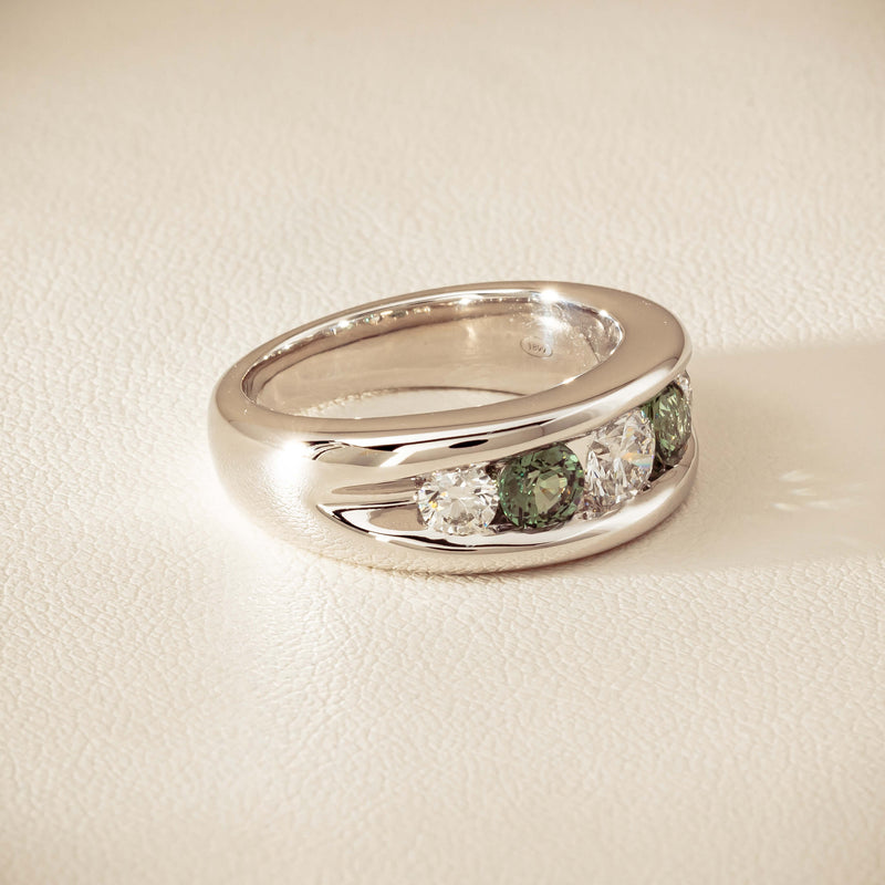 Platinum Green Sapphire & Diamond Eugenie Ring - Ring - Walker & Hall