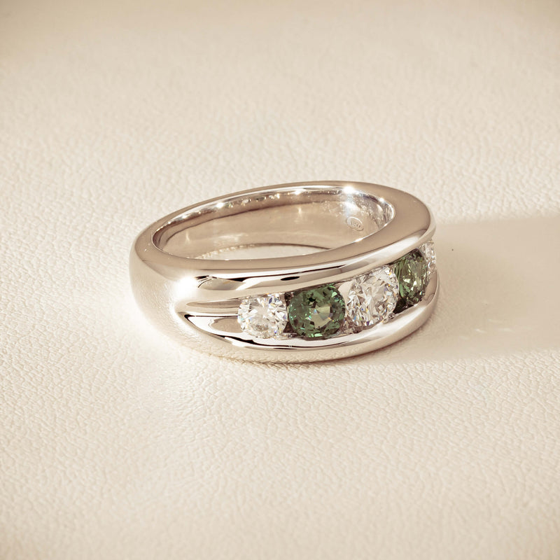 Platinum Green Sapphire & Diamond Eugenie Ring - Ring - Walker & Hall