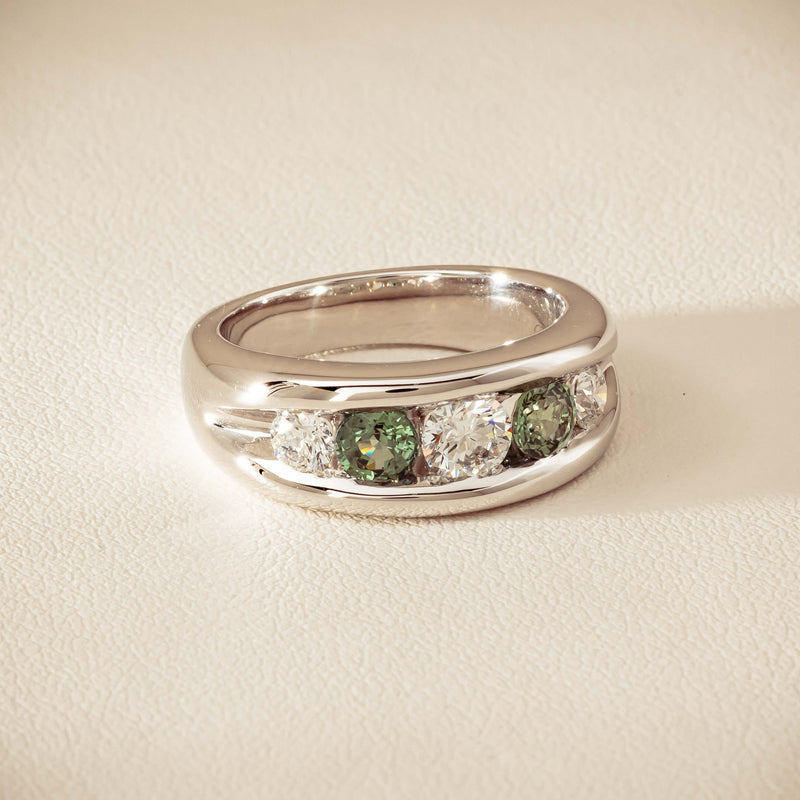 Platinum Green Sapphire & Diamond Eugenie Ring - Ring - Walker & Hall