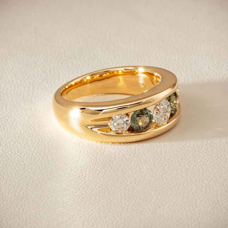 18ct Yellow Gold Green Sapphire & Diamond Eugenie Ring - Ring - Walker & Hall