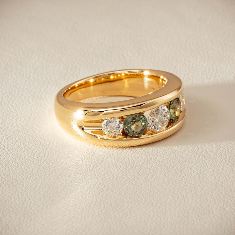18ct Yellow Gold Green Sapphire & Diamond Eugenie Ring - Ring - Walker & Hall