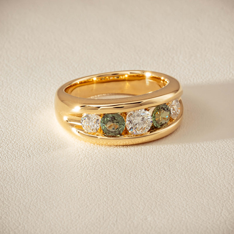 18ct Yellow Gold Green Sapphire & Diamond Eugenie Ring - Ring - Walker & Hall