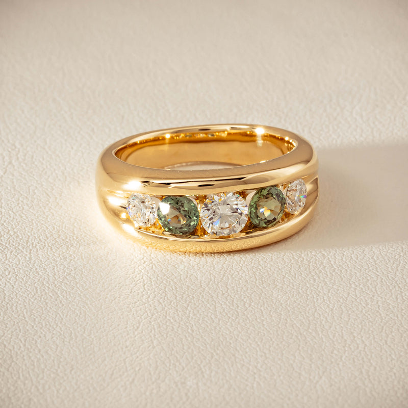 18ct Yellow Gold Green Sapphire & Diamond Eugenie Ring - Ring - Walker & Hall