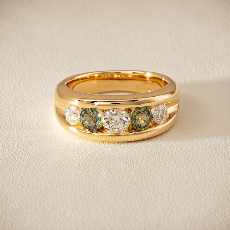 18ct Yellow Gold Green Sapphire & Diamond Eugenie Ring - Ring - Walker & Hall