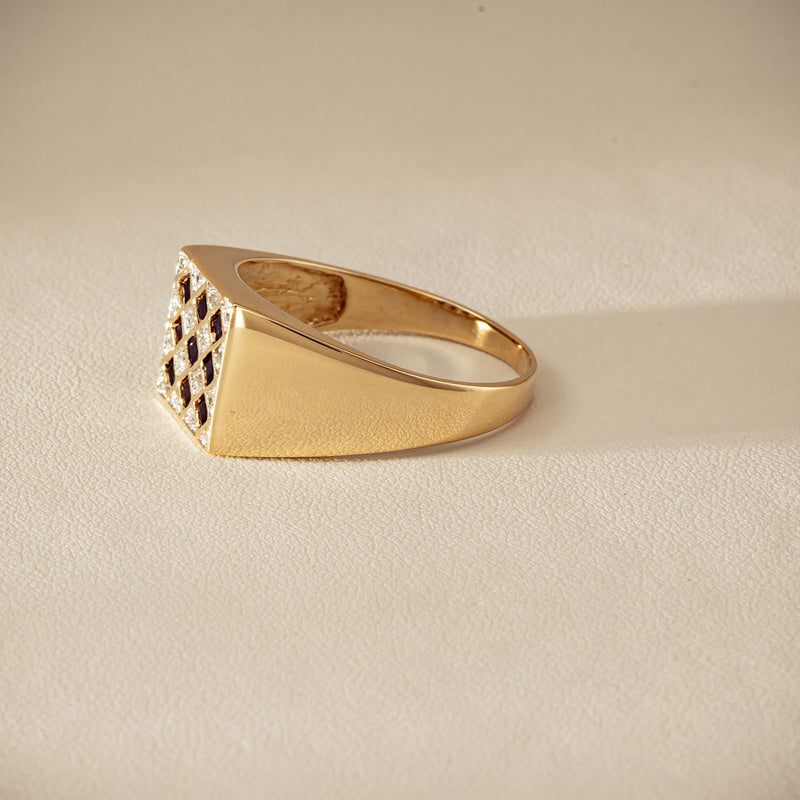 Deja Vu 9ct Yellow Gold Sapphire & Diamond Signet Ring - Ring - Walker & Hall