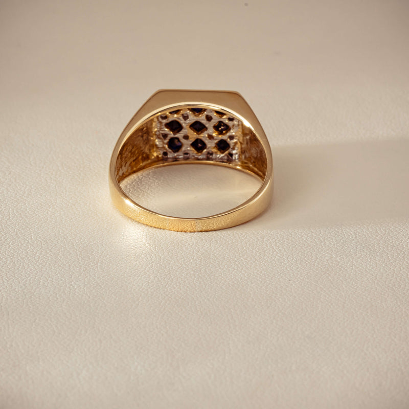 Deja Vu 9ct Yellow Gold Sapphire & Diamond Signet Ring - Ring - Walker & Hall