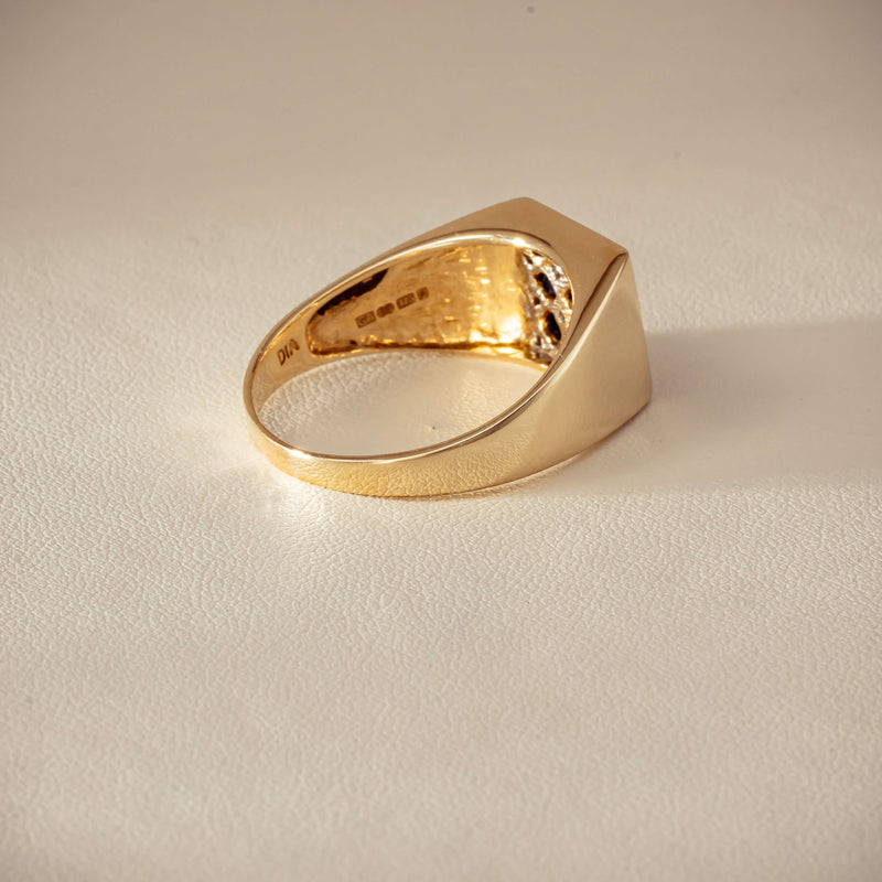 Deja Vu 9ct Yellow Gold Sapphire & Diamond Signet Ring - Ring - Walker & Hall