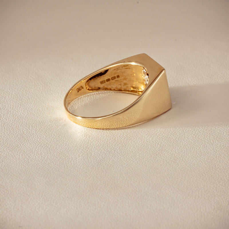 Deja Vu 9ct Yellow Gold Sapphire & Diamond Signet Ring - Ring - Walker & Hall