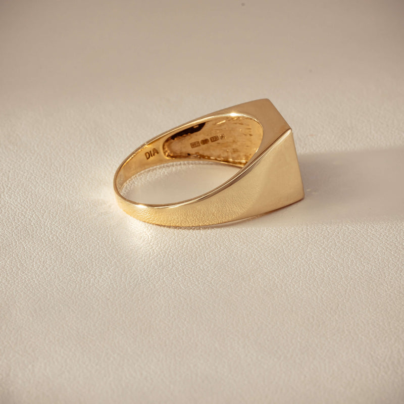 Deja Vu 9ct Yellow Gold Sapphire & Diamond Signet Ring - Ring - Walker & Hall