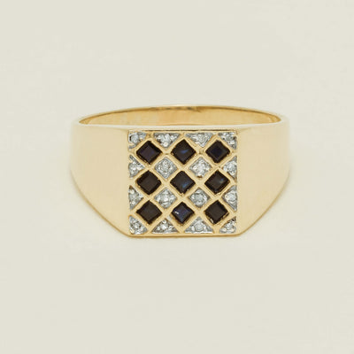 Deja Vu 9ct Yellow Gold Sapphire & Diamond Signet Ring - Ring - Walker & Hall