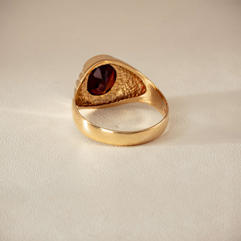 Deja Vu 9ct Yellow Gold 5.00ct Oval Garnet Mens Ring - Ring - Walker & Hall