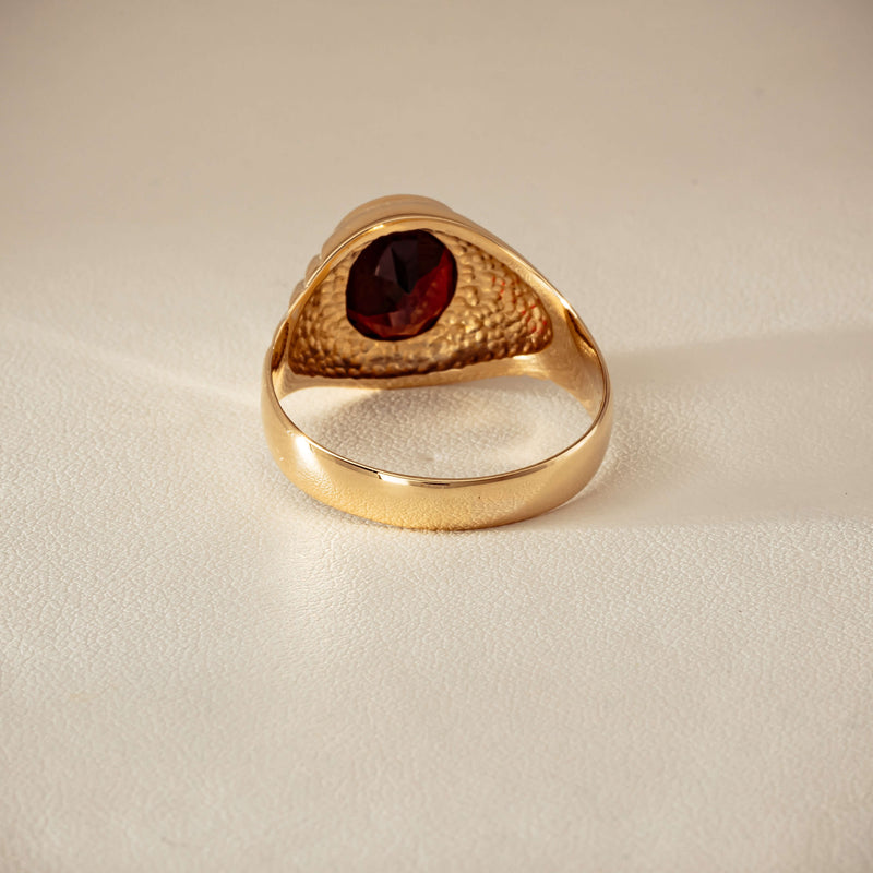 Deja Vu 9ct Yellow Gold 5.00ct Oval Garnet Mens Ring - Ring - Walker & Hall
