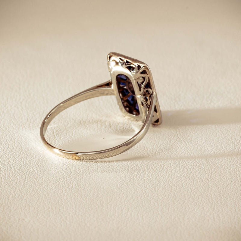Vintage 15ct/18ct White Gold Diamond & Sapphire Ring - Ring - Walker & Hall