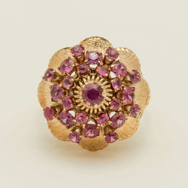 Deja Vu 7ct Yellow Gold Pink Tourmaline Cluster Ring