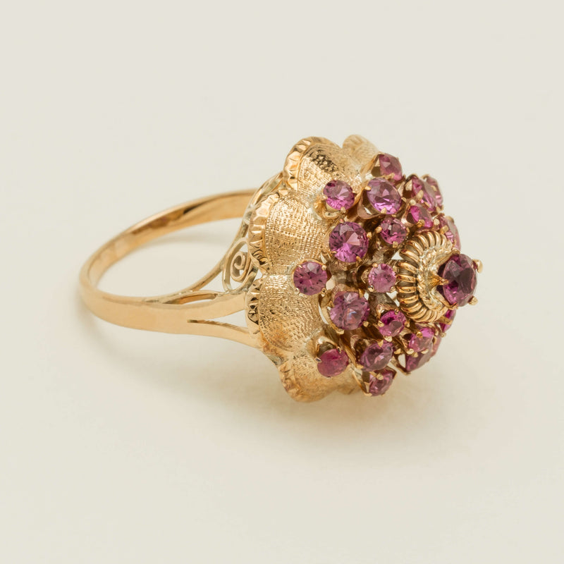 Deja Vu 7ct Yellow Gold Pink Tourmaline Cluster Ring