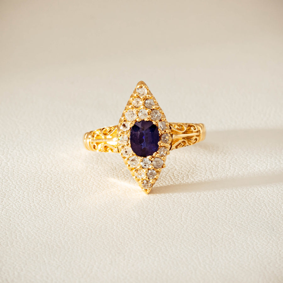 Deja Vu 18ct Yellow Gold .50ct Sapphire Marquise Ring - Ring - Walker & Hall